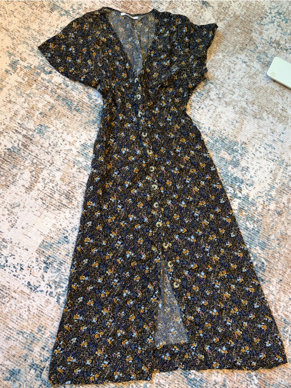 O'Neill Black Floral Maxi Skirt with Pink and Yellow Accents